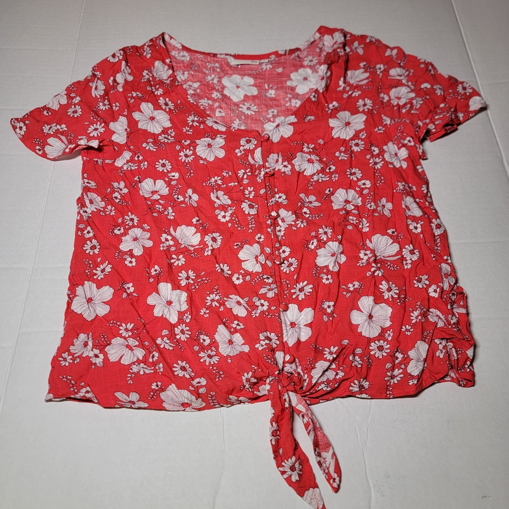💚 SO Scarlet Floral Knot-Front Blouse Size Medium